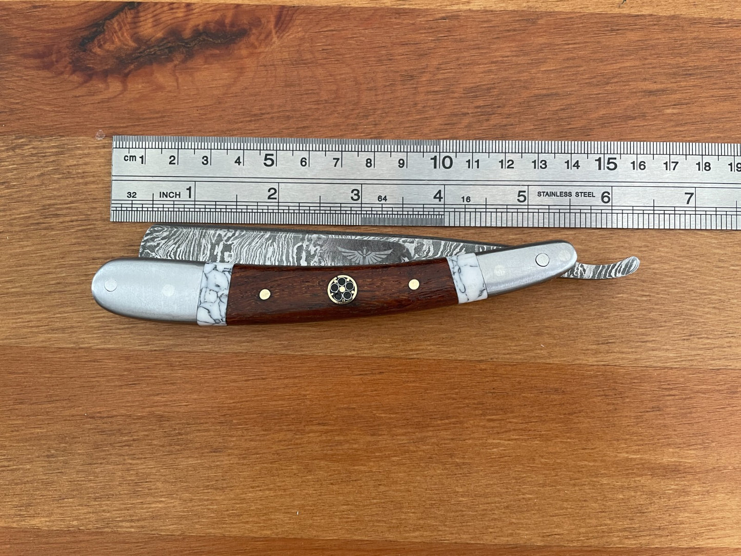 Damascus Straight Razor Shavette Handmade by Home Town Knives