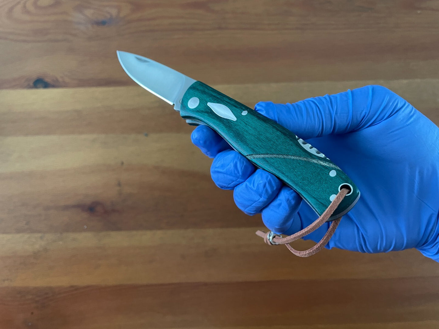 3.15" Stainless Steel Spanish Navaja Pocket Knife Green Stamina Wood Scales