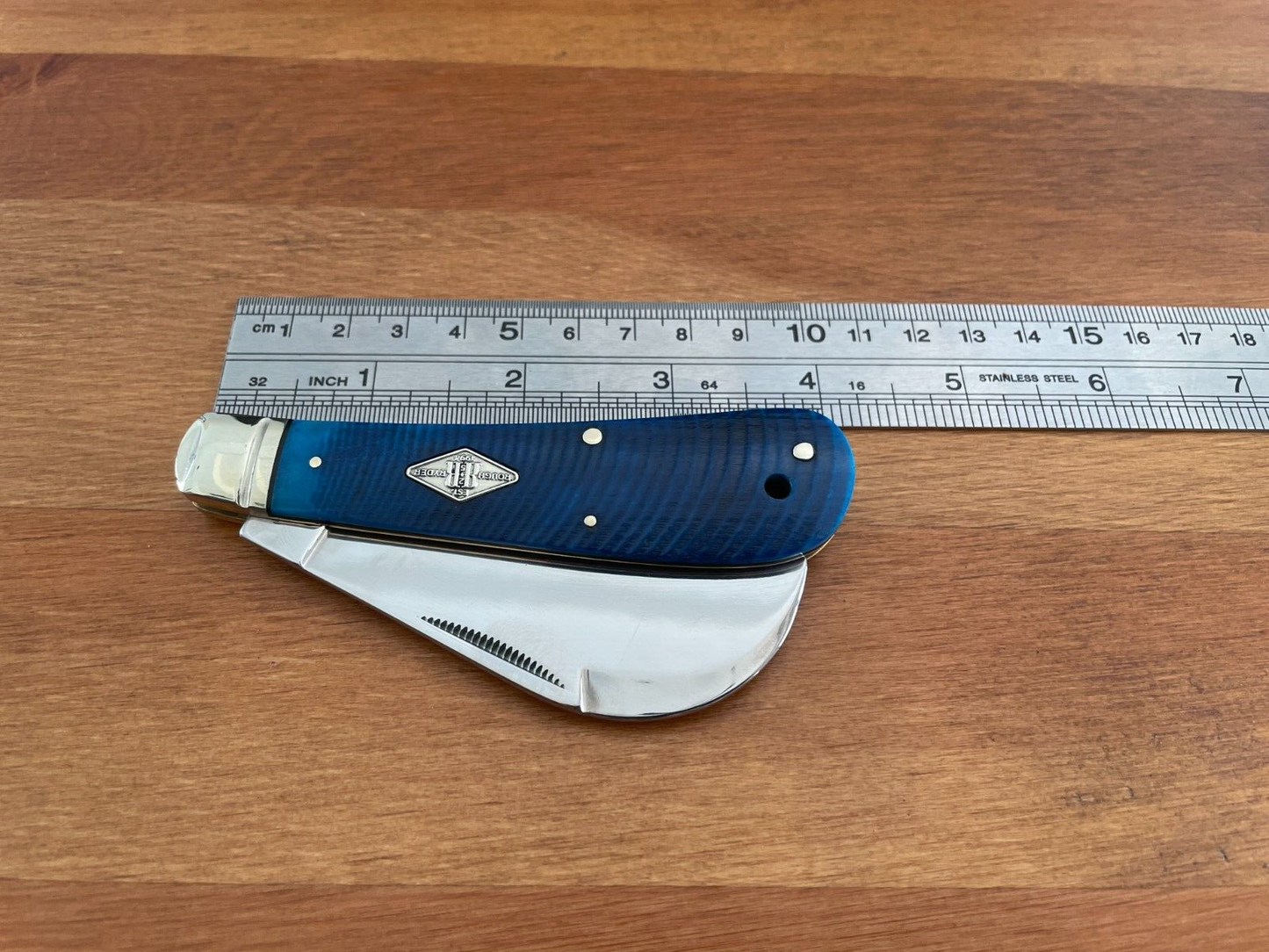 Rough Ryder Black and Blue Hawkbill Blade Folding Pocket Knife RR2121