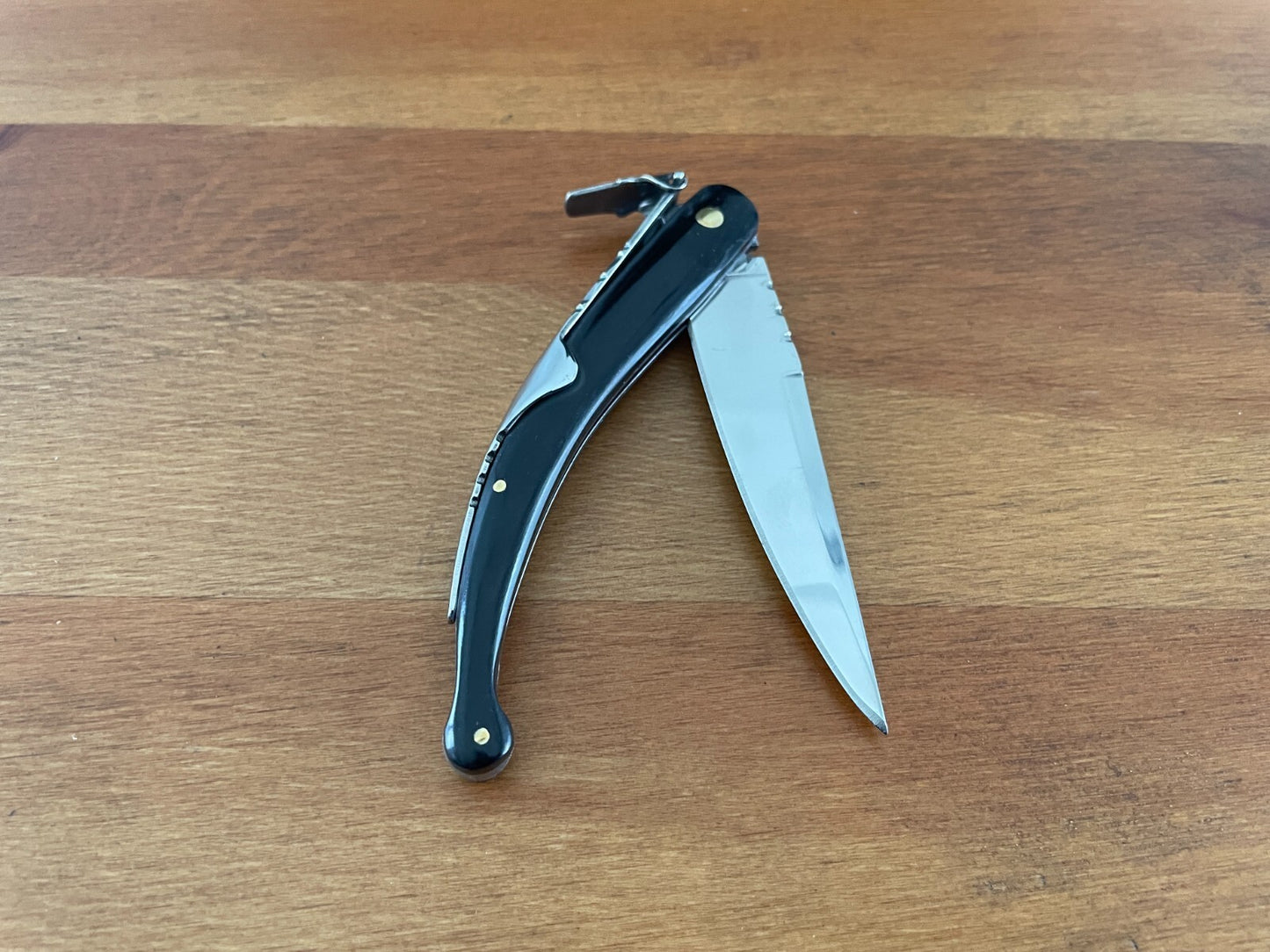 3.34 in. Spanish Navaja Pocket Knife Black Stamina Wood Handle From Spain