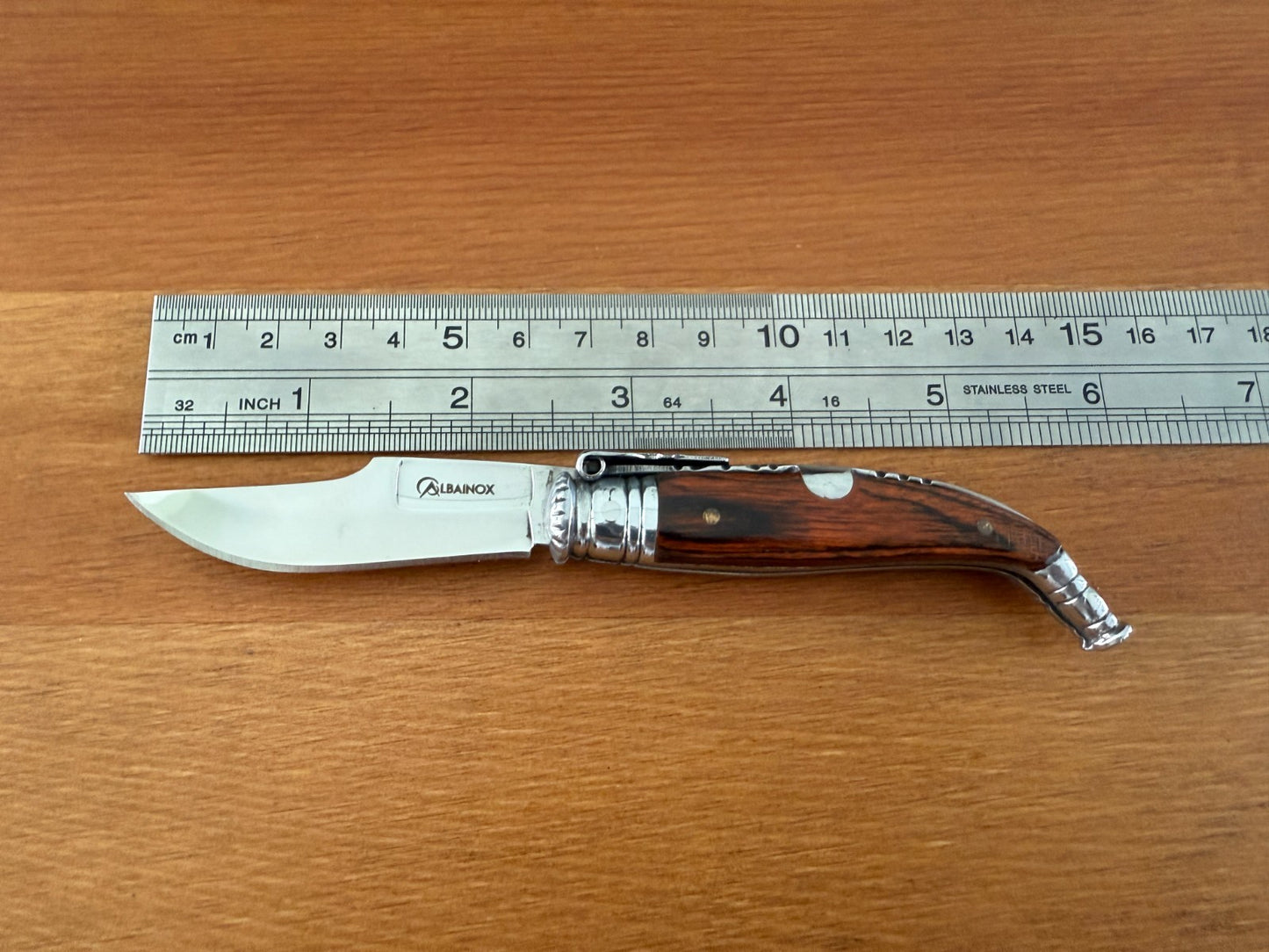 2.5” Spanish Navaja Teja Albacete Pocket Knife Red Stamina Wood Scales Spain