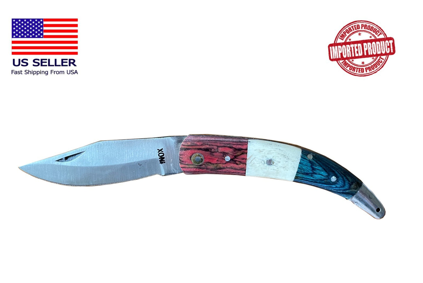 Spanish Navaja Pocket Knife 3.3” 3 color Wood Handle Handmade - USA Seller