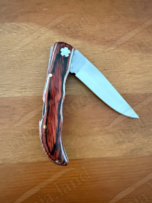 3.15” Joker Pointer Camping Folding Knife (Red Wood Handle) Handmade in Spain