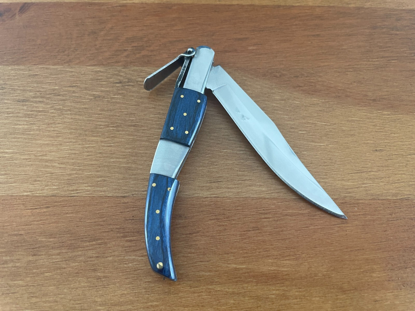 3.14" Arabian Folding Pocket Knife Blue Wood Scales Navaja Handcrafted in Spain