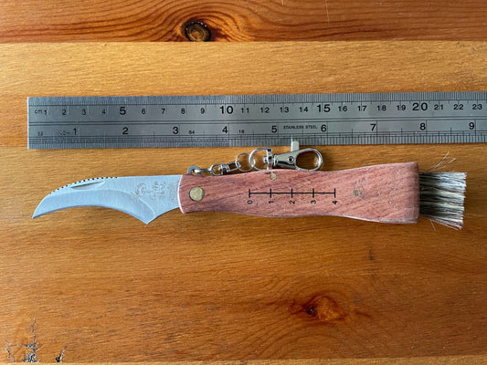 Mushroom Brown Wood Handles Pocket Knife with Brush and Sheath from Spain - USA