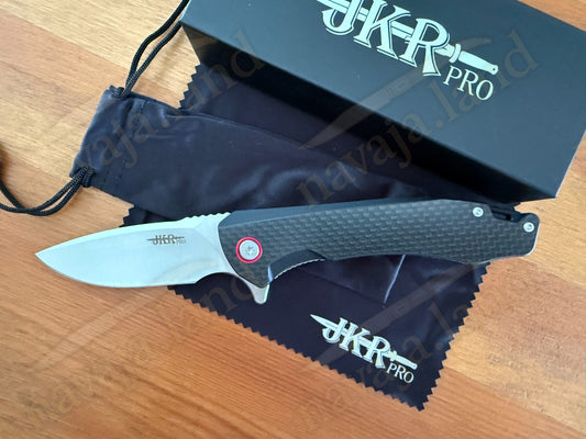 Folding Knife Carbon Fiber & G10 Handle - D2 Steel - 3.2" Blade Presentation Box