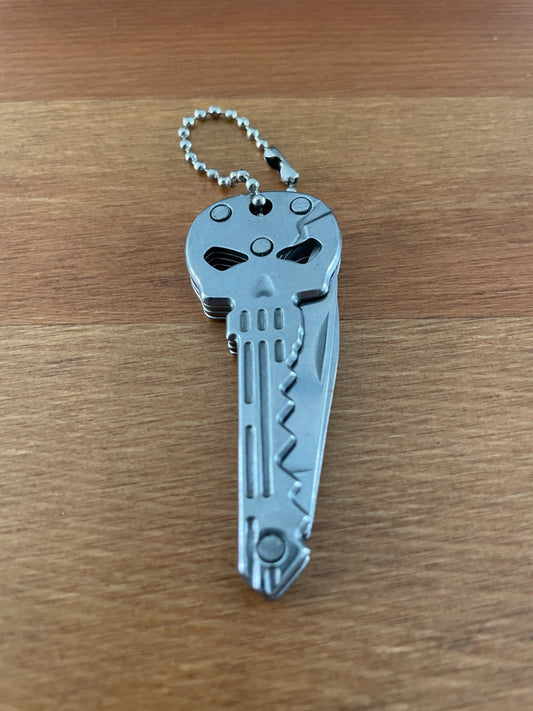 Skull Key Ring Knife 1.8-in Blade With Bottle Opener Polished Finish From Spain