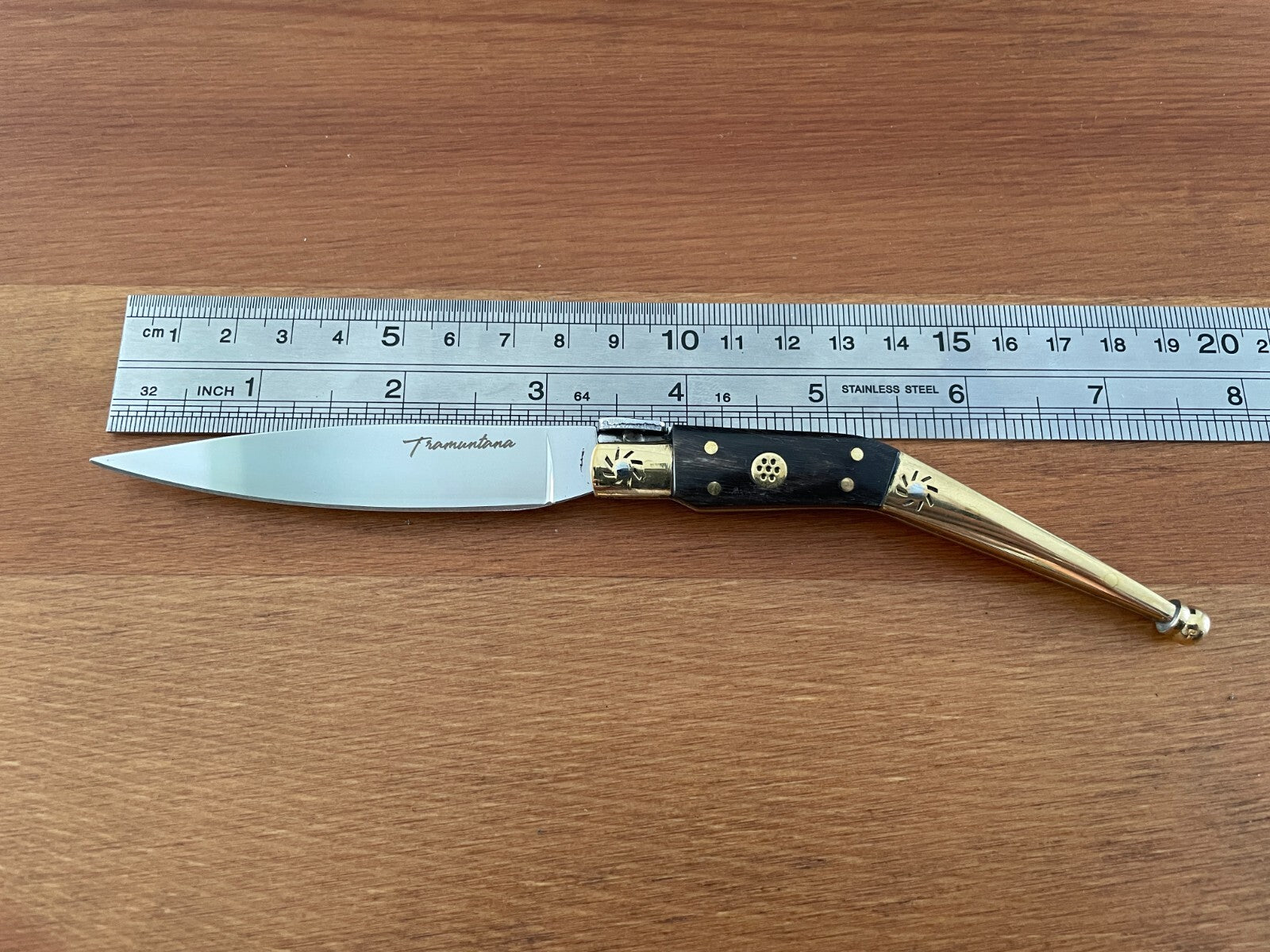 3.2" 420 Steel Navaja Tramuntana Empordanesa Brass Ferrules & Bullhorn Inserts