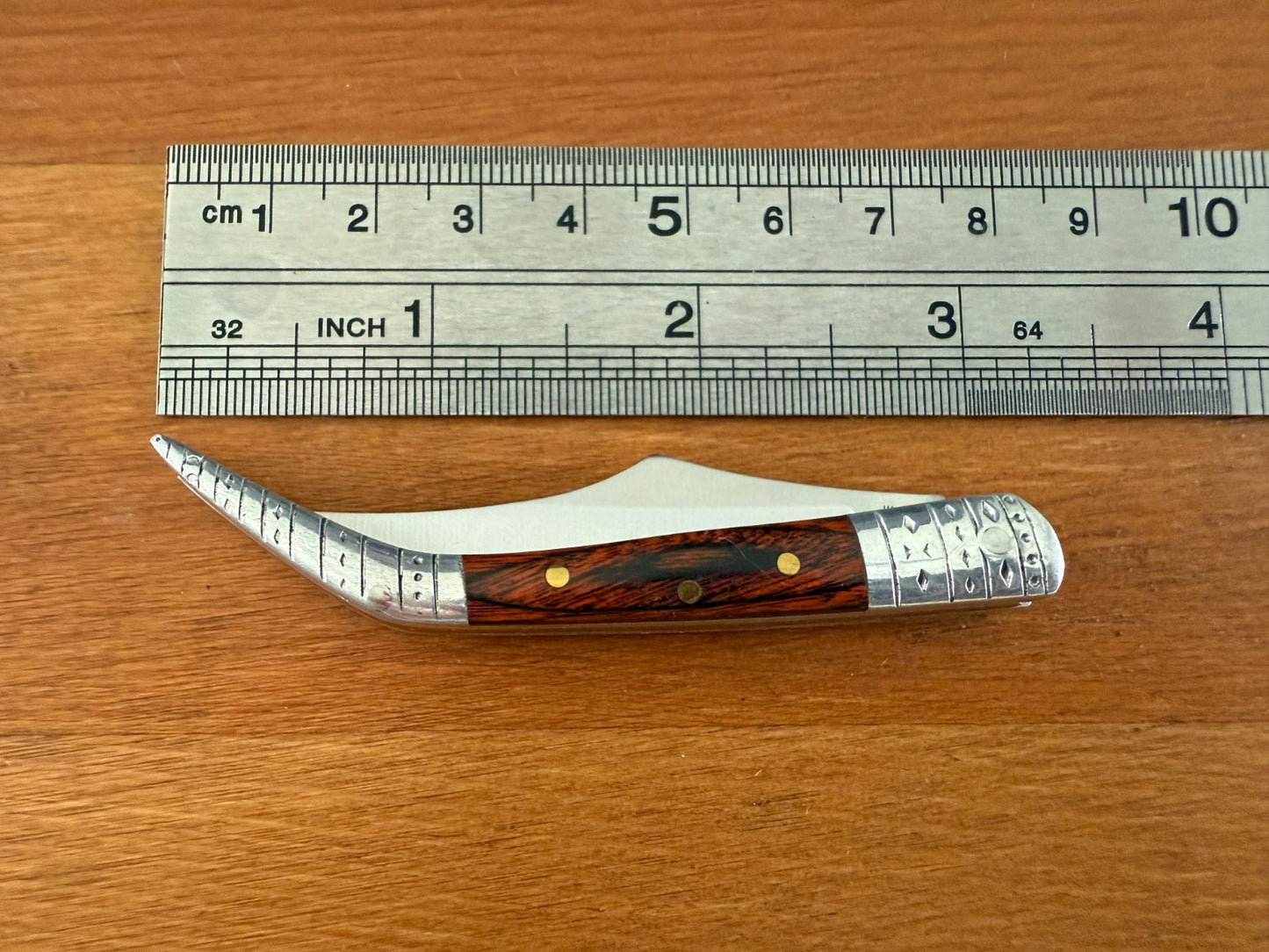 2.3" Arabian Style Folding Pocket Knife Red Wood Scales Spanish Navaja Slipjoint