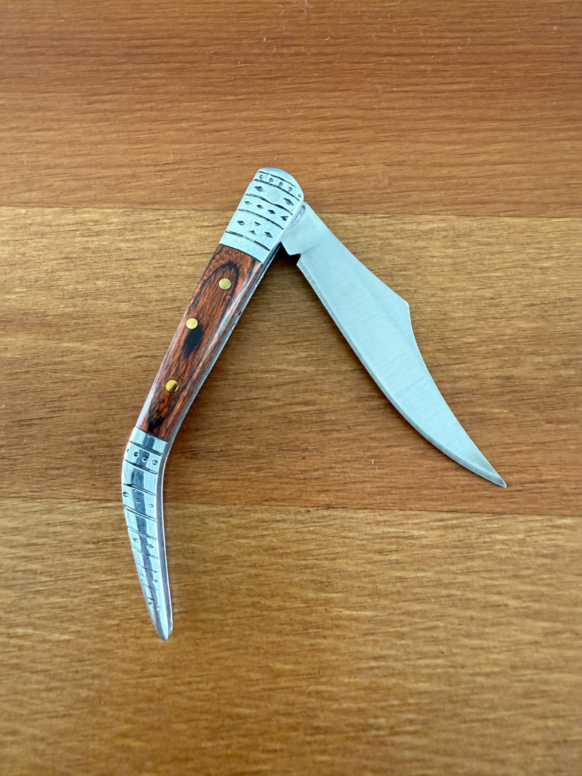 2.3" Arabian Style Folding Pocket Knife Red Wood Scales Spanish Navaja Slipjoint