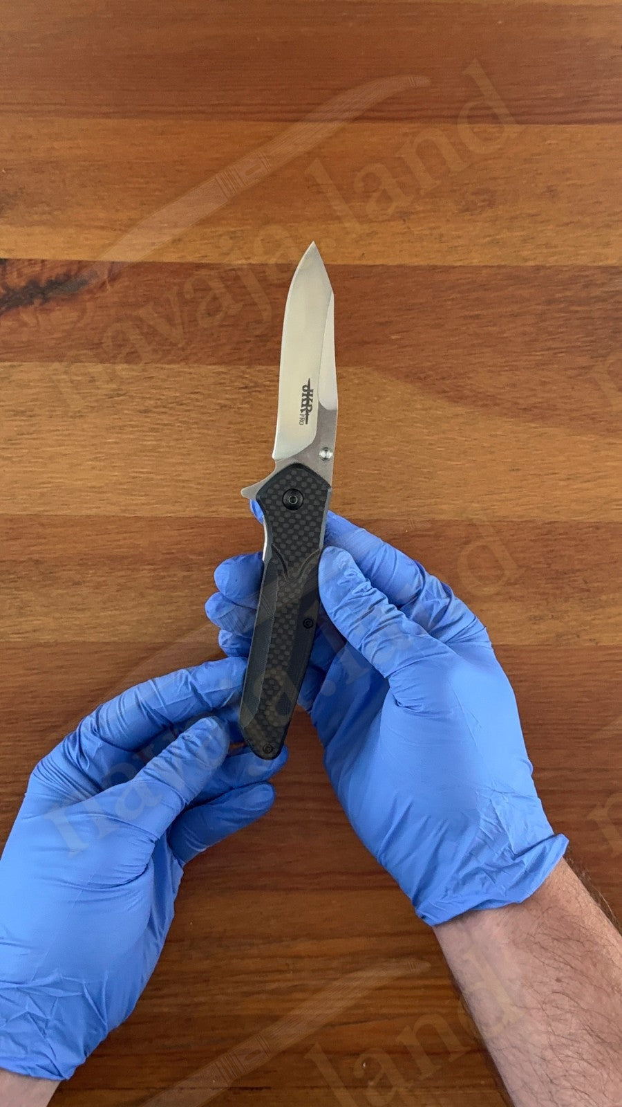 Folding Knife Carbon Fiber & G10 Handle - D2 Steel - 3.3" Reverse Tanto Blade