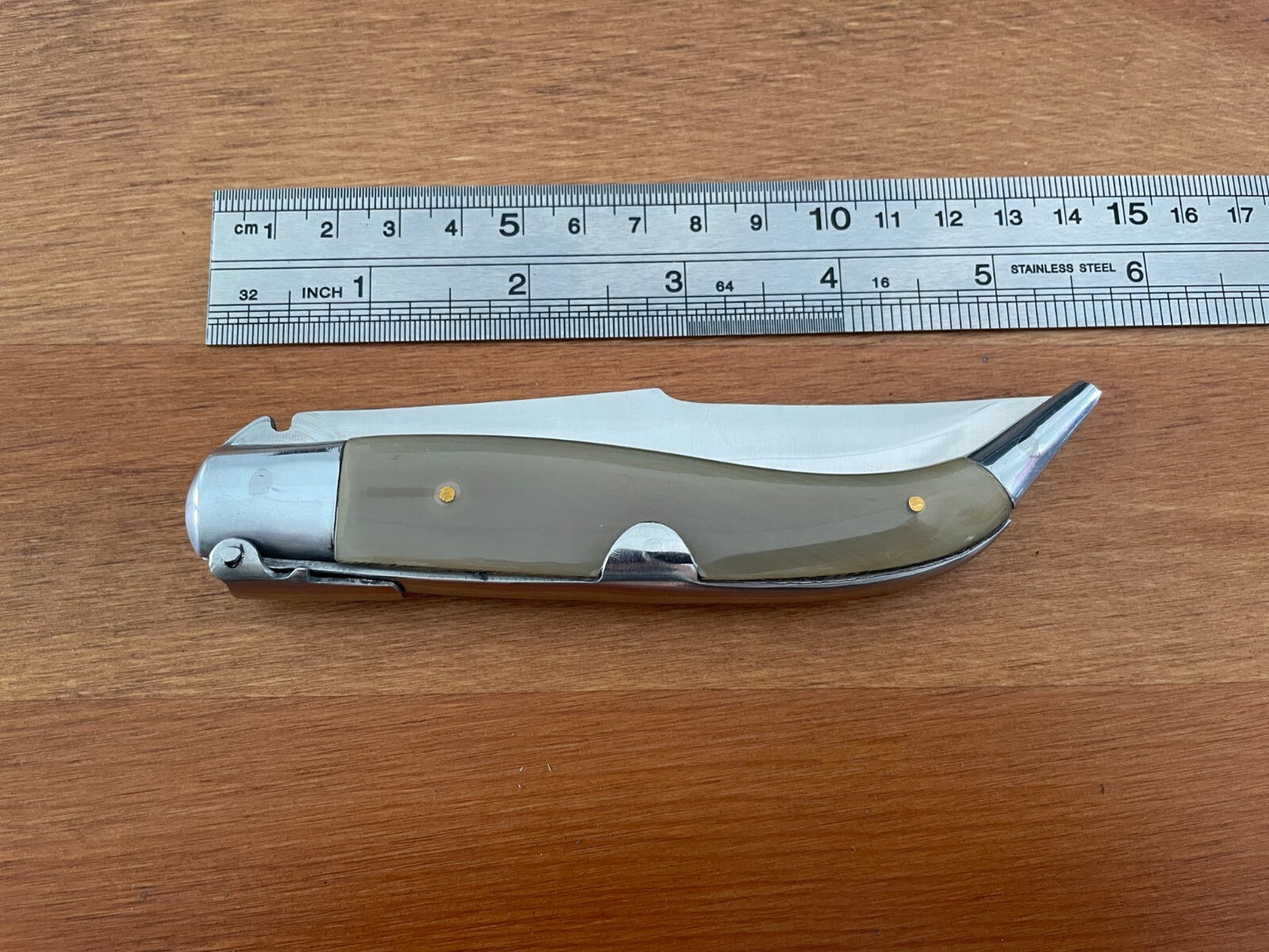 4.5” Spanish Navaja Teja Albacete Inox Pocket Knife Genuine Bull Horn Scales