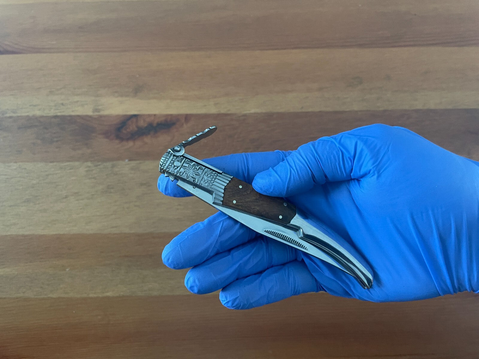 4.3" Arabian Style Navaja with Ratchet Pocket Knife Olive Wood Scales From Spain