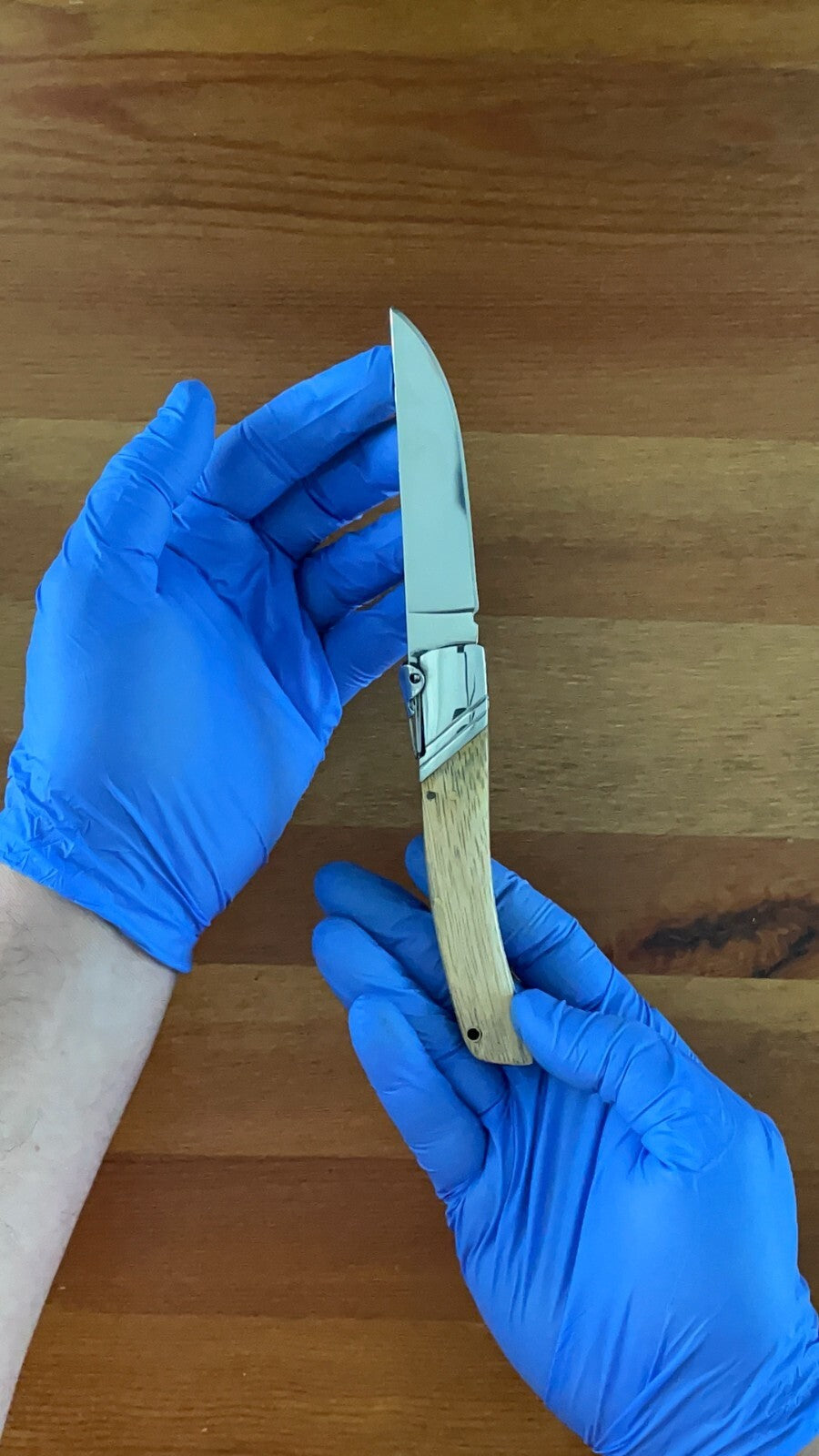 3.54" Spanish Navaja Pocket Knife Zebra Wood Scales With Ratchet & Billet Lock