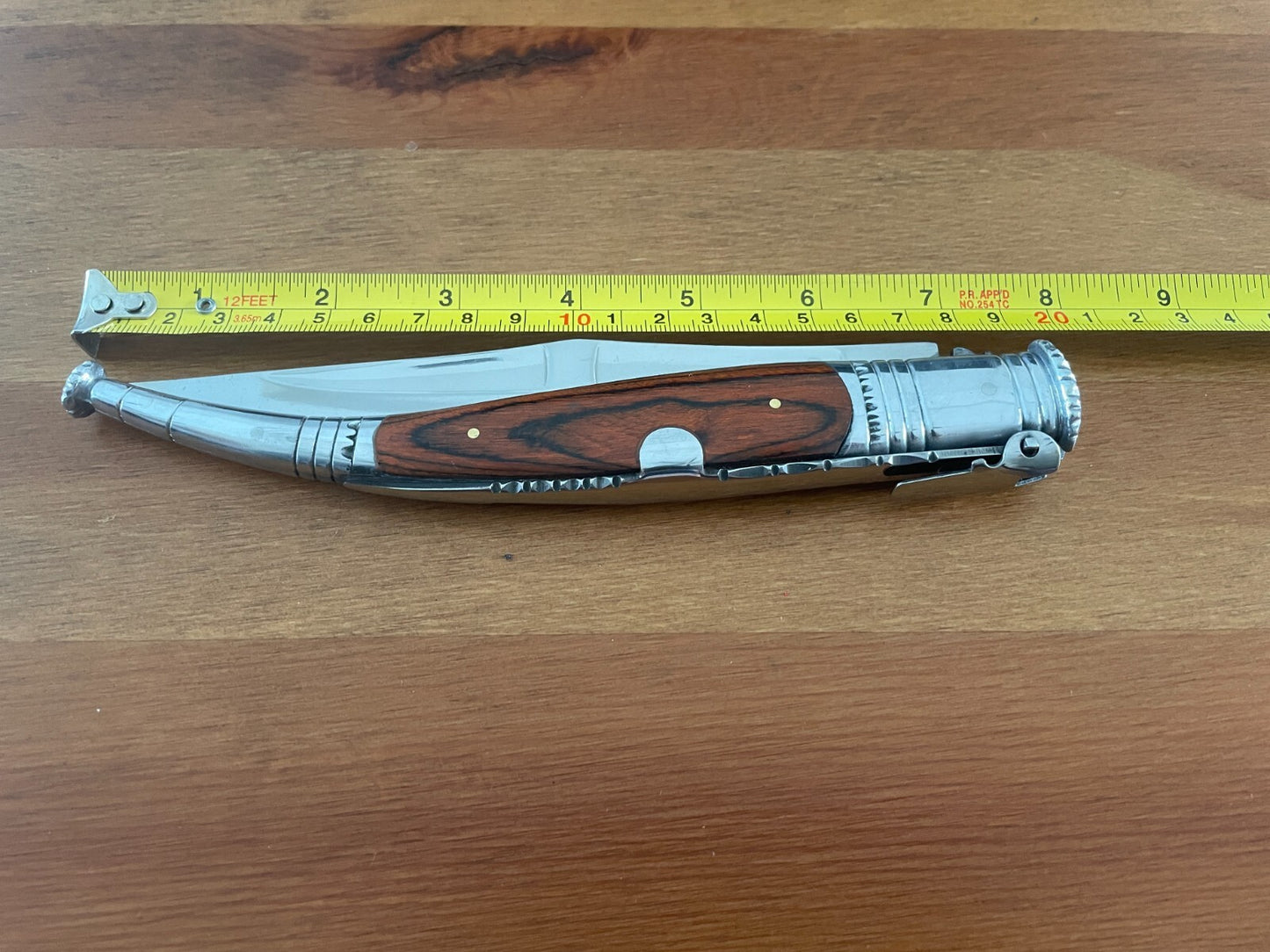 6” Spanish Navaja Serrana Folding Pocket Knife Red Stamina Wood Handle