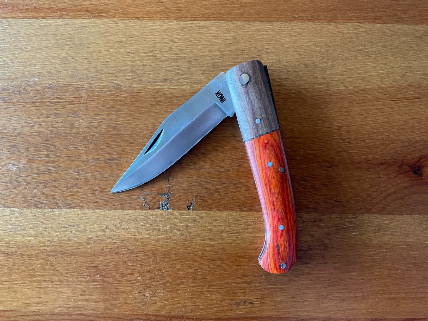 Pocket Knife 3.5” Stainless Steel Two Colors Wood Handle Made in Spain