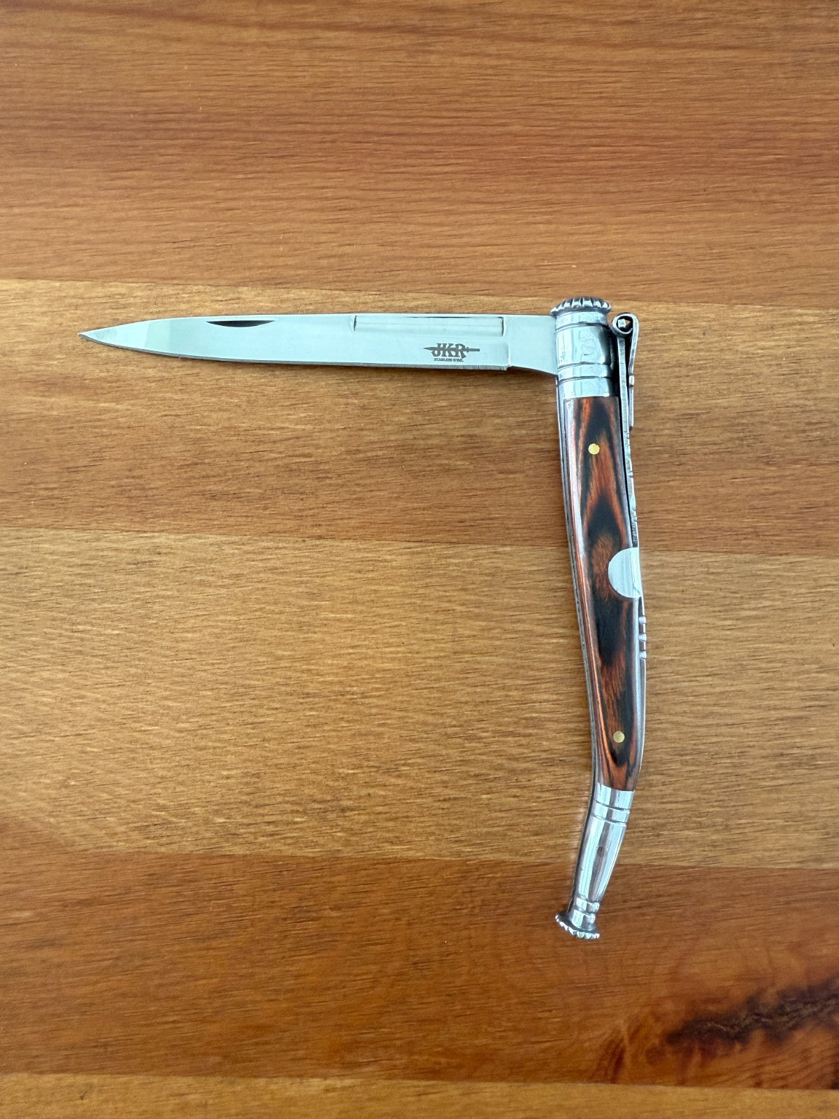 3.9 in. Estilete Spanish Navaja Pocket Knife Pakkawood Handle Billet Lock Spain