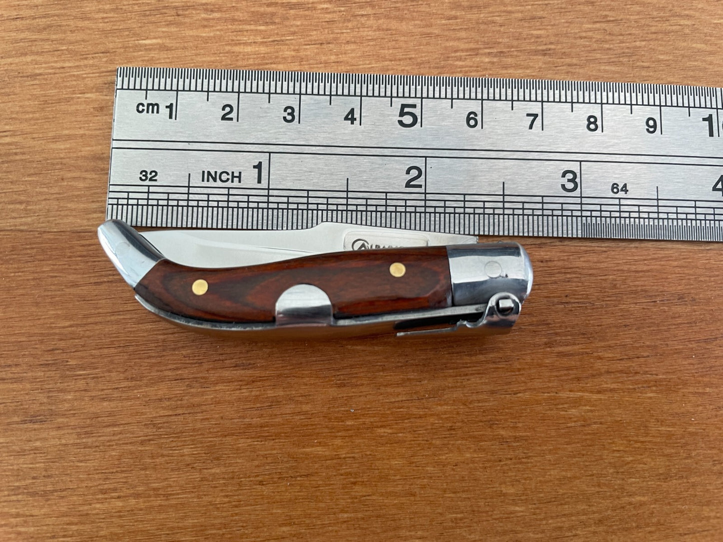 2” Spanish Navaja Teja Albacete Pocket Knife Red Stamina Wood Scales - US Seller