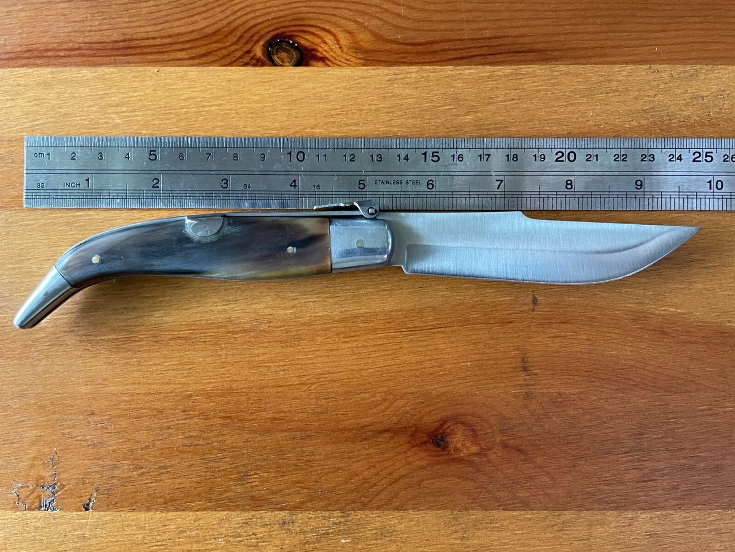 4.3" Spanish Navaja Pocket Knife Bull Horn Scales From Albacete - USA Seller