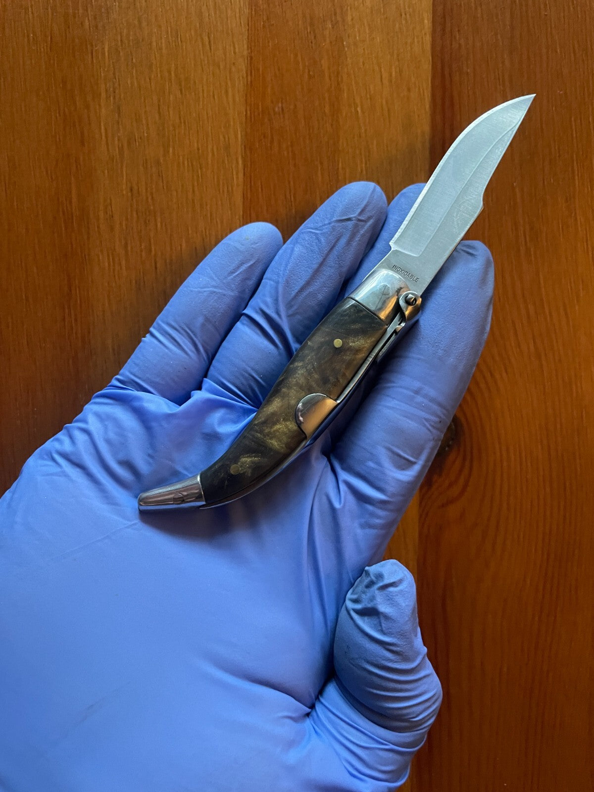 2.5” Spanish Navaja Teja Albacete Pocket Knife Brown Celluloid Scales From Spain