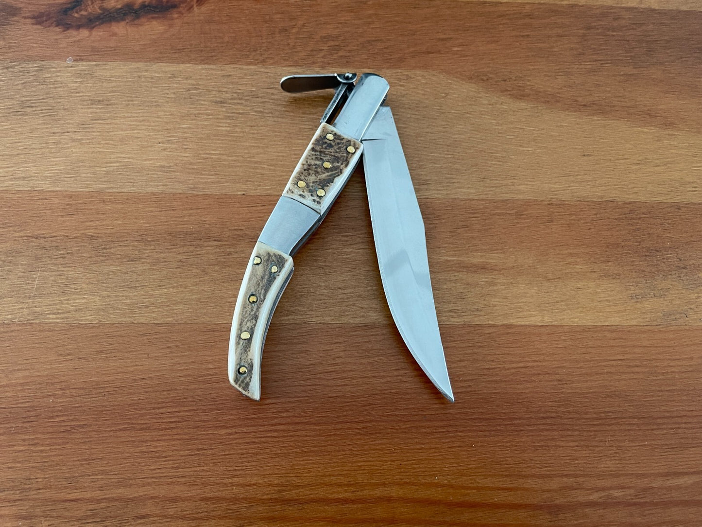 4.6" Arabian Folding Pocket Knife Real Deer Antler Scales From Spain - US Seller
