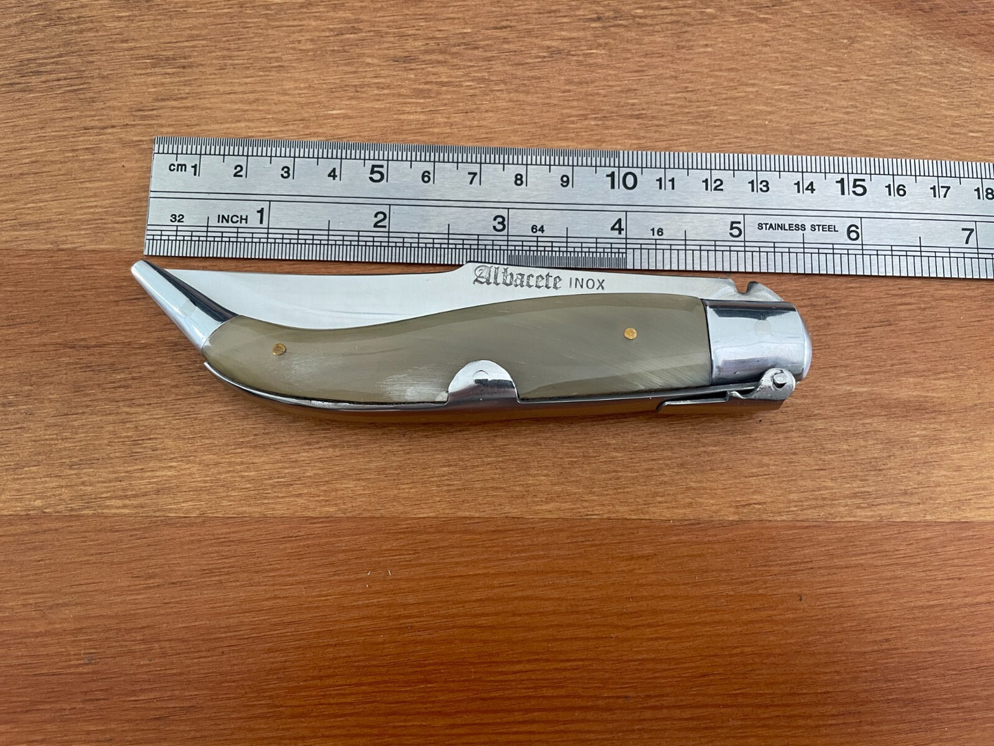 4.5” Spanish Navaja Teja Albacete Inox Pocket Knife Genuine Bull Horn Scales