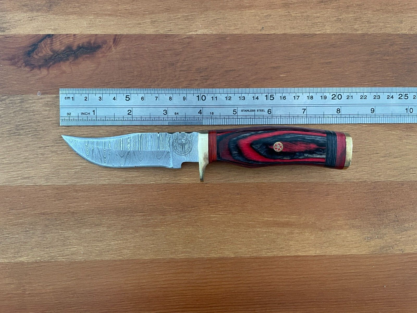 3.8 in. Handmade Damascus Steel Skinner Knife Leather Sheath Included