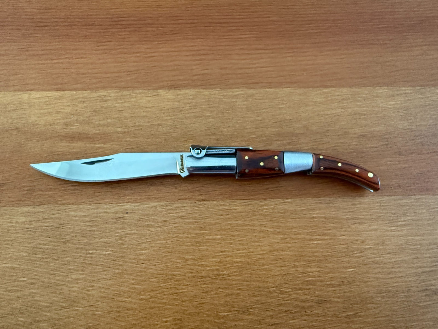 2.6” Arabian Style Navaja Folding Pocket Knife Red Stamina Wood and Steel Handle
