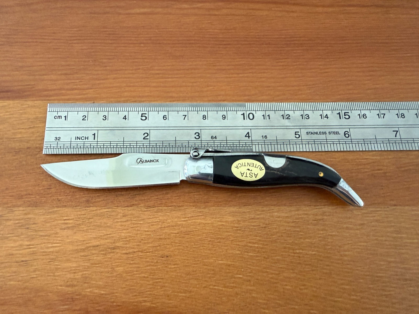 2.7” Spanish Navaja Teja Albacete Pocket Knife Bullhorn Scales Billet Lock Spain