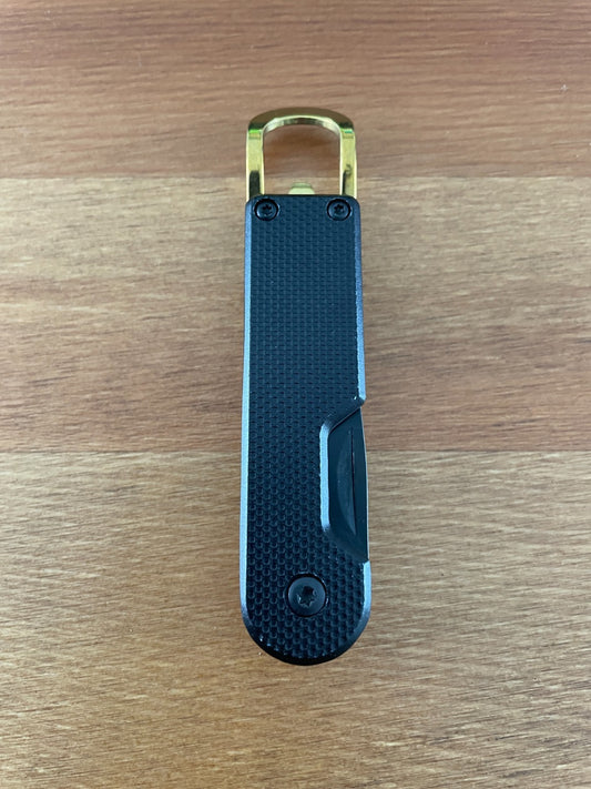 2.17" 420 Steel Oyster Pocket Knife Black-finished Aluminum Handle Bottle Opener