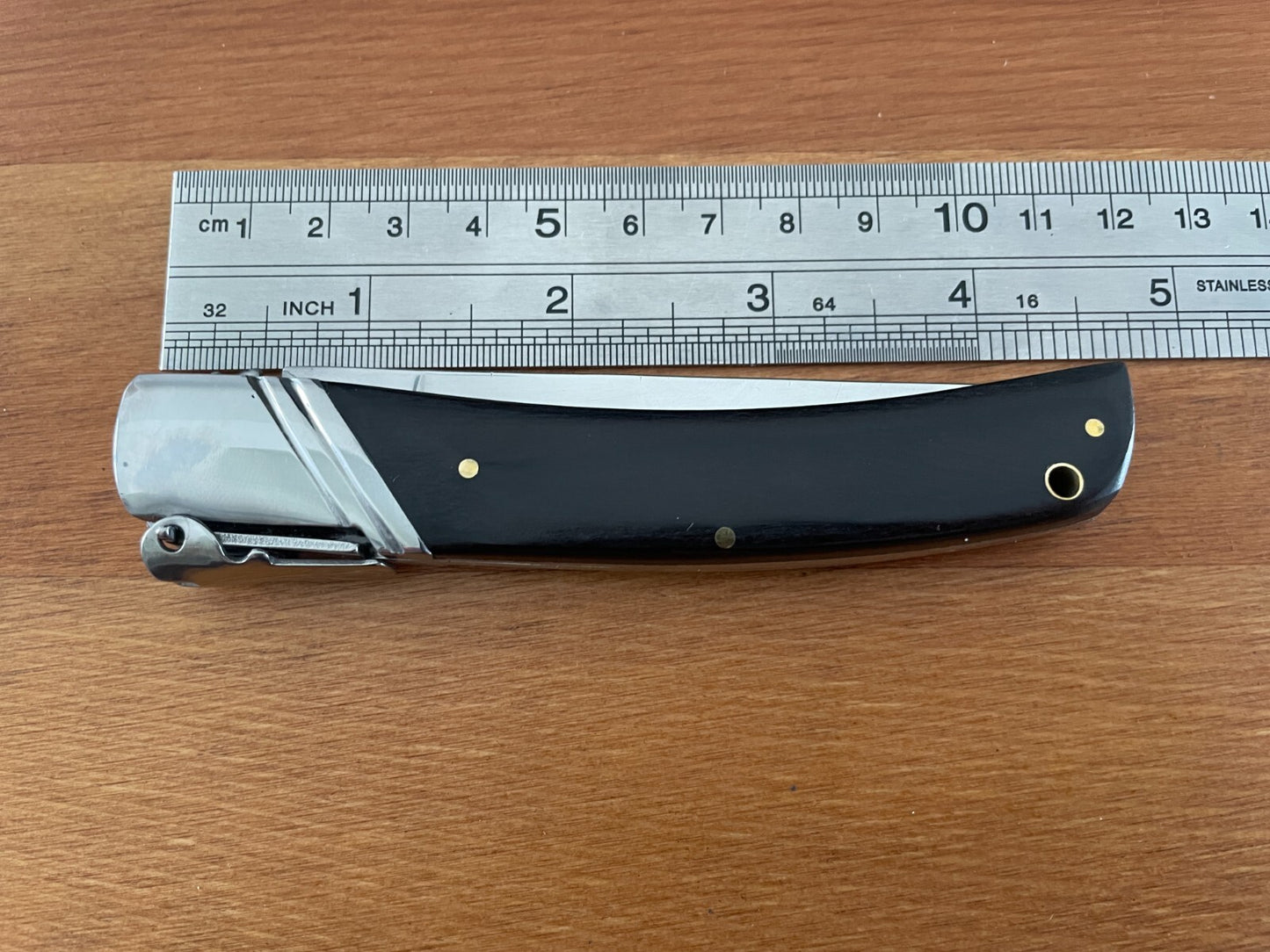 3.54" Spanish Navaja Pocket Knife Black Wood Scales With Ratchet & Billet Lock