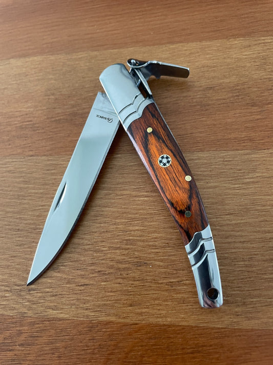 3.14 Stainless Steel Blade Spanish Navaja Pocket Knife Red With Ratchet Sound