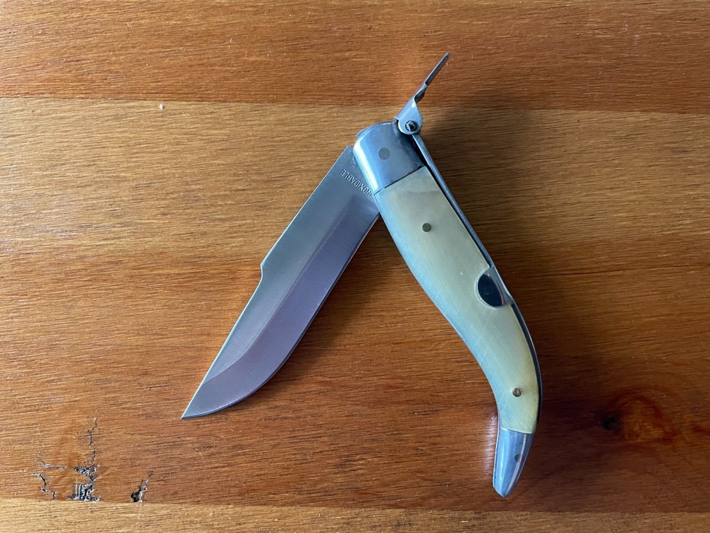 3.14” Spanish Navaja Pocket Knife Bull Horn Scales Handmade Unique - USA Seller