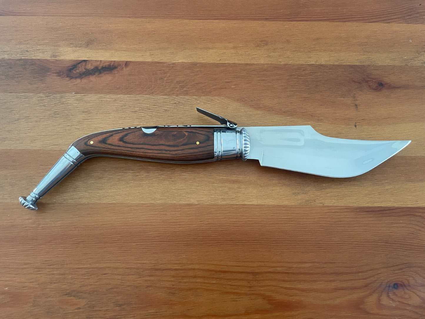 6.5” Spanish Navaja Jerezana Folding Knife Red Stamina Wood Scales With Ratchet