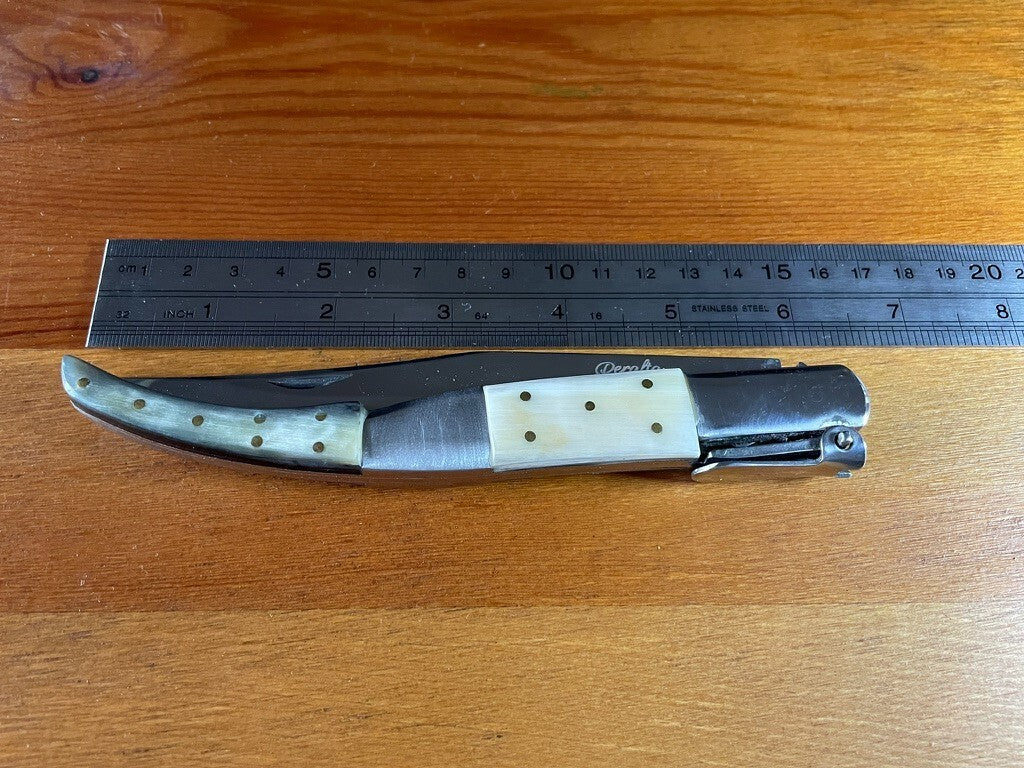 5.3" Arabian Style Navaja Folding Pocket Knife Bull Horn Scales With Ratchet
