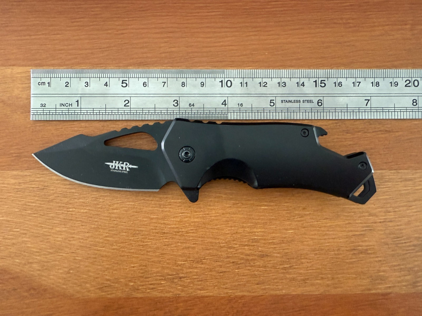 2.8" Stainless Steel Pocket Knife Black Finish Bottle Opener Liner Lock