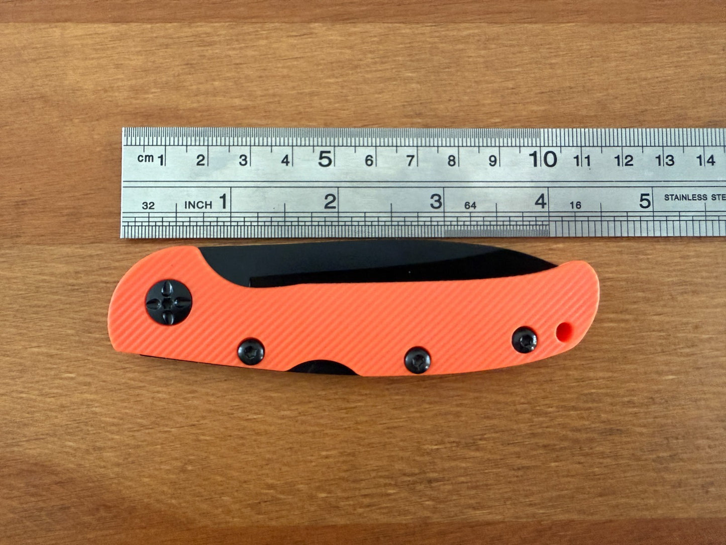3.15" 420 Steel Blade Finished in Black - Orange Nylon Fiber Handle Lightweight