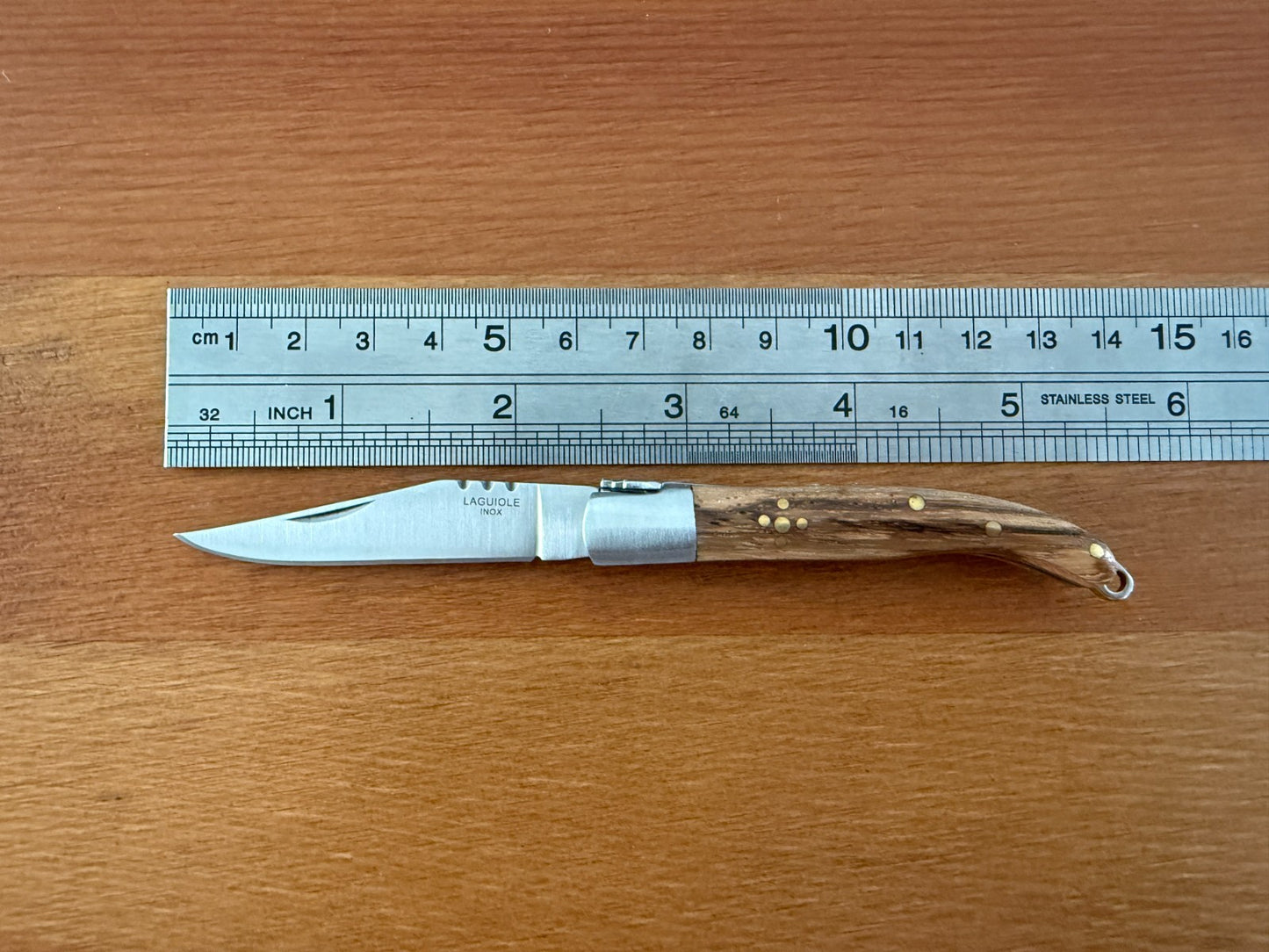 2.4” Stainless Steel Blade Navaja Laguiole Inox Pocket Knife Olive Wood Scales