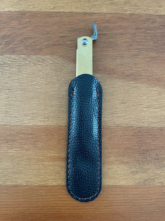 2.8" Navaja Higonokami Pocket Knife Tanto 79-layer Damascus Brass Handle Sheath