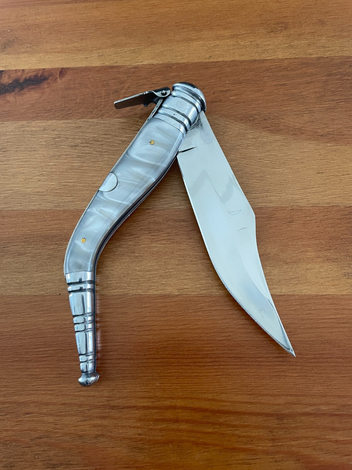 5.66" Spanish Navaja Sevillana Bandolera Pocket Knife Nacre Imitation w/ Ratchet