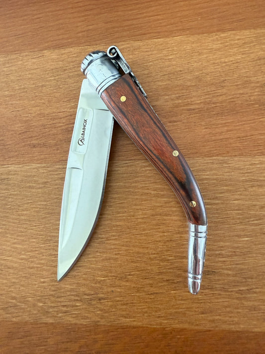 3” Sevillana Style Navaja Pocket Knife Red Wood Scales From Spain - NO Ratchet