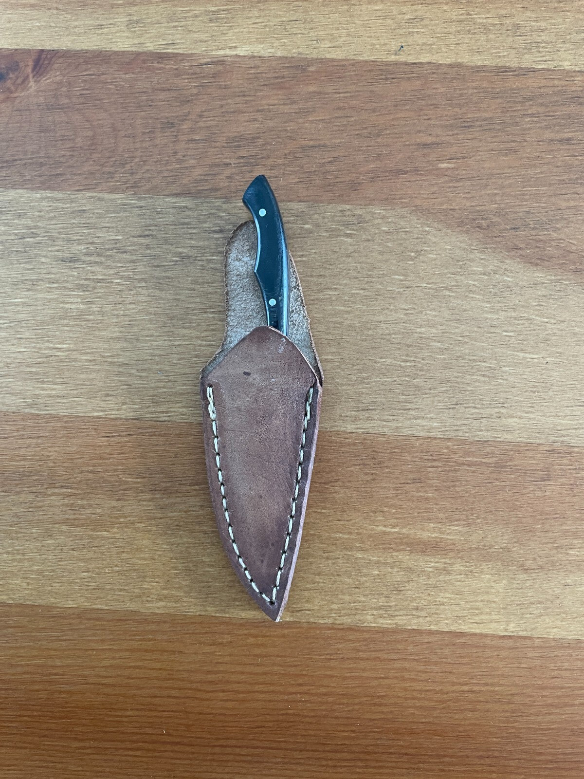 1.8 in. Handmade Damascus Miniature Knife Leather Sheath Collectible Item