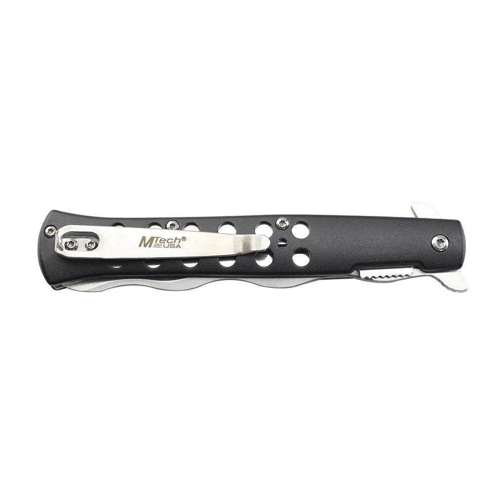MTech 4" Steel Blade Spring Assisted Pocket Knife Anodized Aluminum Handle Black