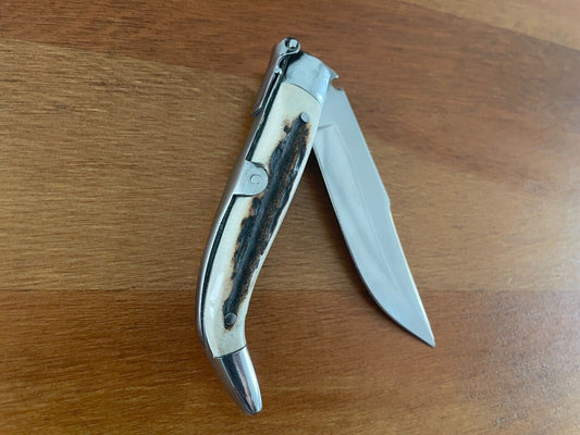 3.35” Spanish Navaja Pocket Knife Genuine Deer Antler Scales Handcrafted Spain