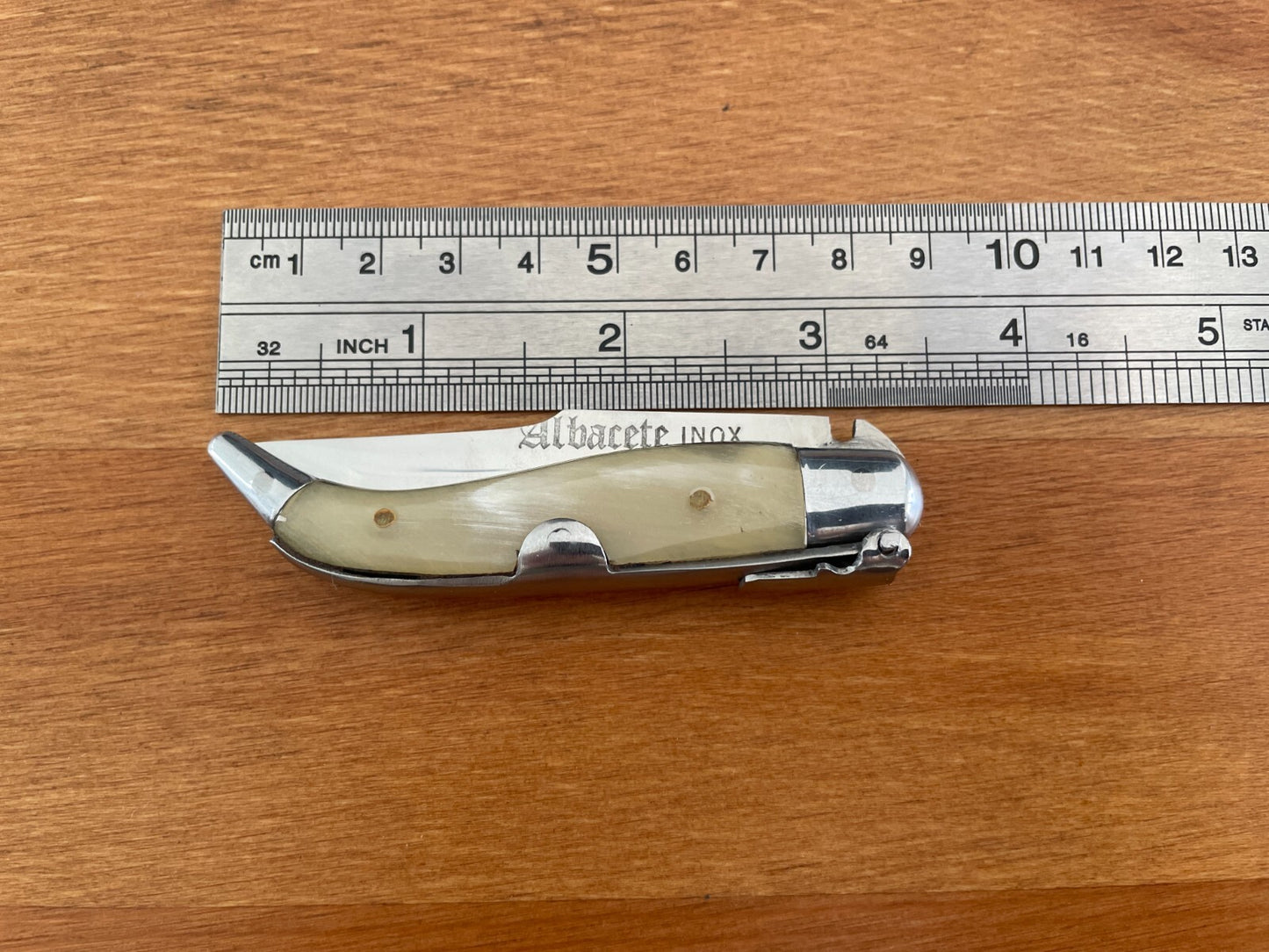 2.75” Spanish Navaja Teja Albacete Inox Pocket Knife Genuine Bullhorn Scales