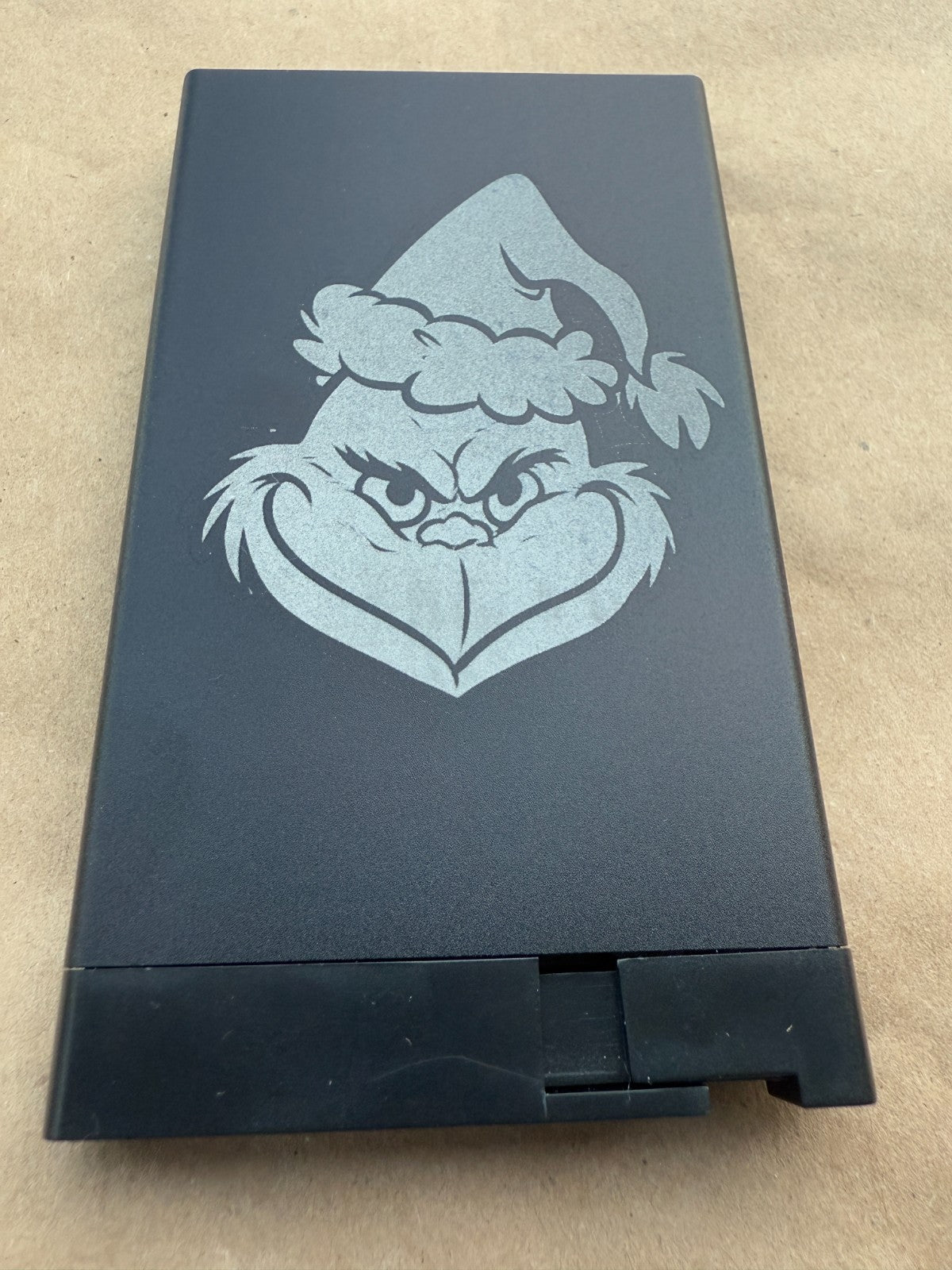 The Grinch Pop Up Wallet Black Leather Credit Card Holder and Cash Aluminum