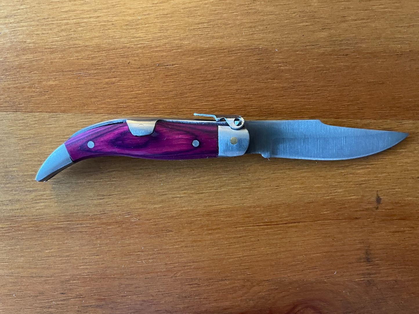 2.5” Spanish Navaja Teja Albacete Pocket Knife Purple Wood Scales - USA Seller