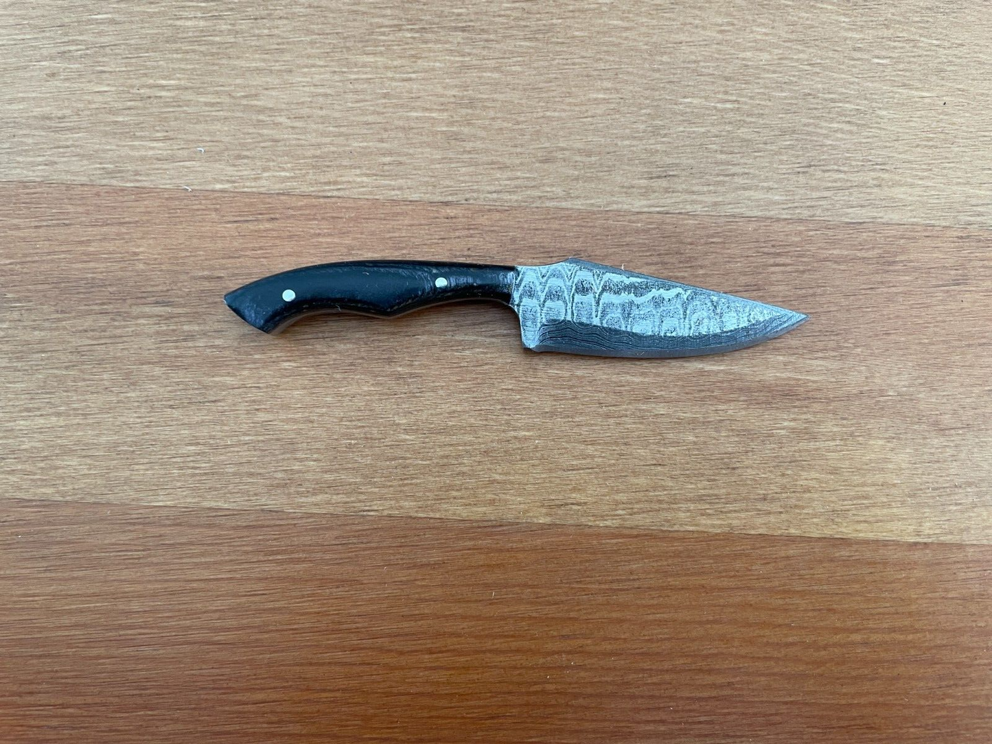 1.8 in. Handmade Damascus Miniature Knife Leather Sheath Collectible Item