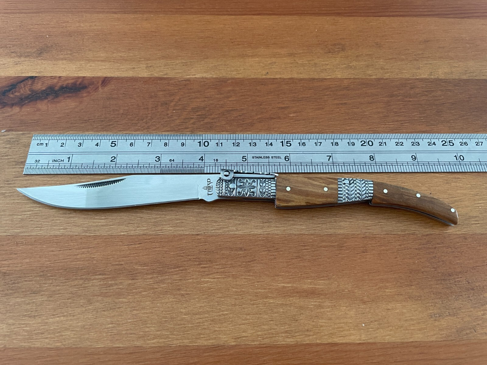 4.3" Arabian Style Navaja Ratchet Pocket Knife Olive Wood Scales & Steel Handle