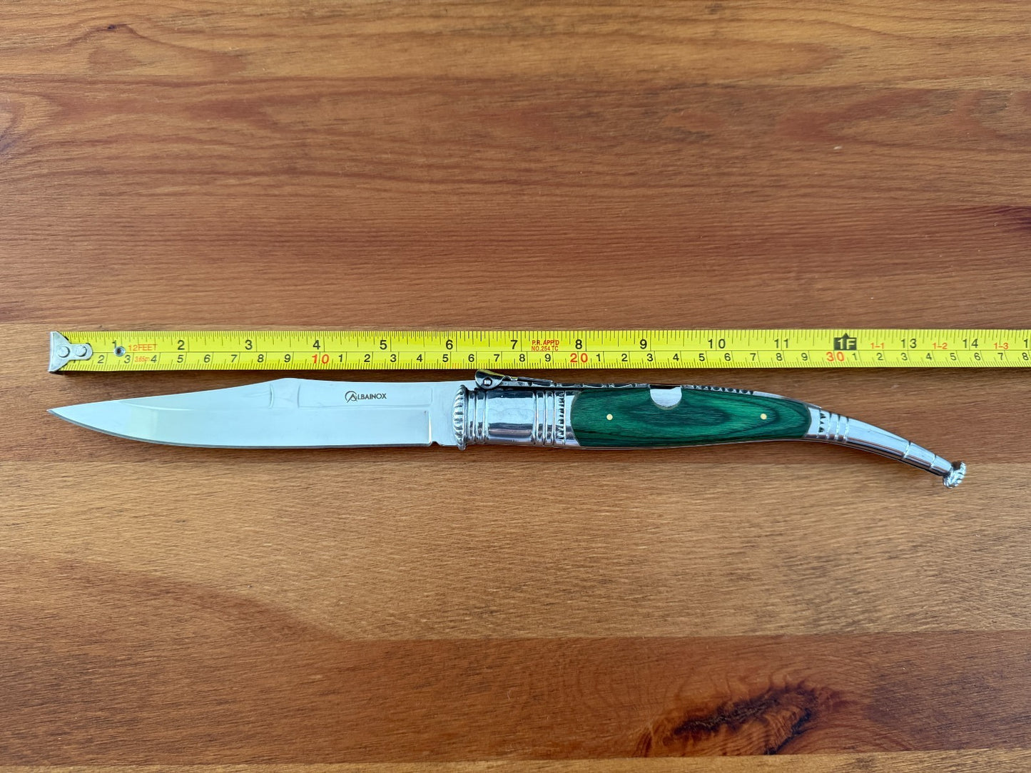 6” Spanish Navaja Serrana Ratchet Folding Knife Green Stamina Wood Scales Spain